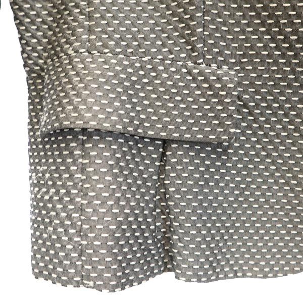 LANVIN ランバン シルクブレンド 総ステッチ 7分袖 総ステッチ テーラードジャケット 40 グレー系 レディース