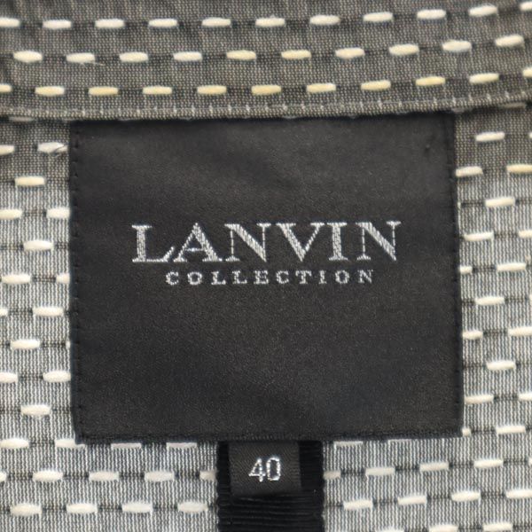 LANVIN ランバン シルクブレンド 総ステッチ 7分袖 総ステッチ テーラードジャケット 40 グレー系 レディース