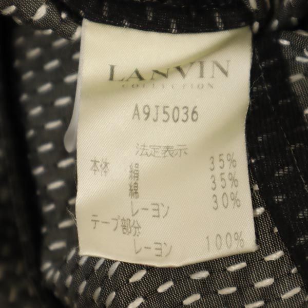 LANVIN ランバン シルクブレンド 総ステッチ 7分袖 総ステッチ テーラードジャケット 40 グレー系 レディース
