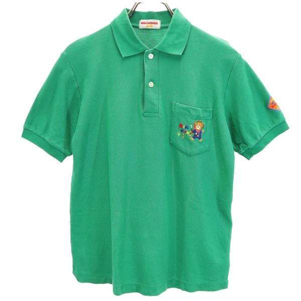 mikihouse ミキハウス 刺繍入り 半袖 ポロシャツ S 緑 鹿の子 メンズ