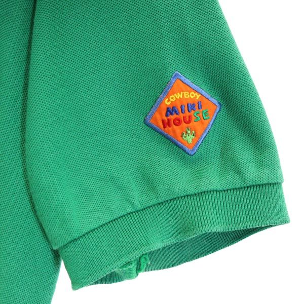mikihouse ミキハウス 刺繍入り 半袖 ポロシャツ S 緑 鹿の子 メンズ