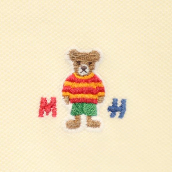 mikihouse ミキハウス ワンポイント刺繍 半袖 ポロシャツ L アイボリー 鹿の子 メンズ