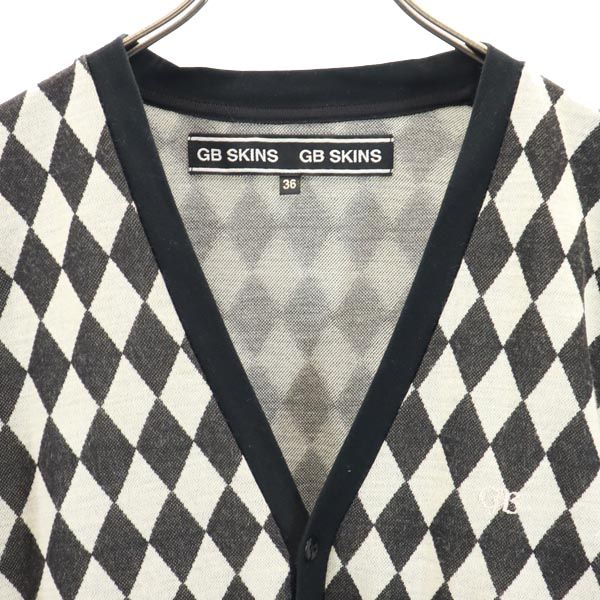 GB SKINS ジービースキンズ ダイヤ 長袖 ニット カーディガン 36 グレー系 メンズ