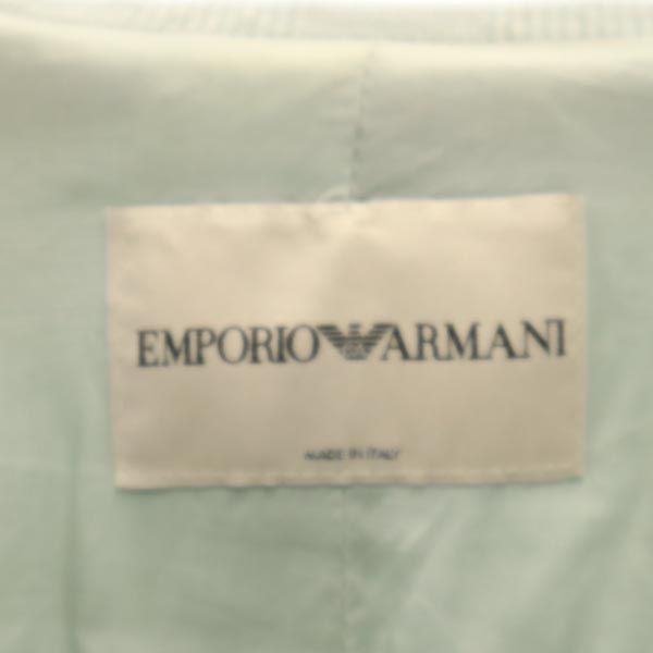 Emporio Armani エンポリオアルマーニ イタリア製 リネン シルクブレンド チェック柄 長袖 テーラードジャケット 40 グリーン系 メンズ