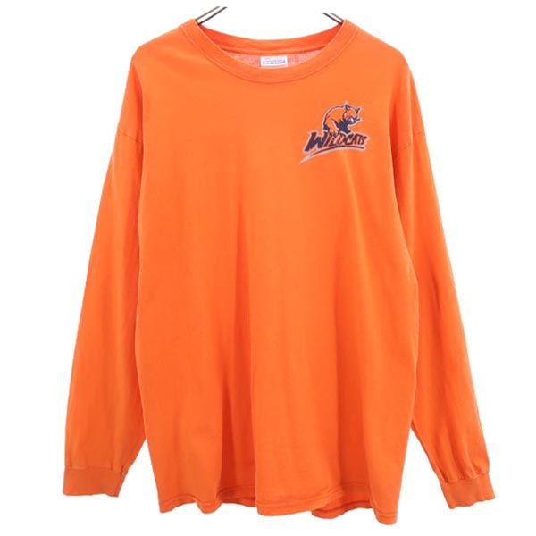 Hanes ヘインズ 長袖 Tシャツ L オレンジ系 ロンT メンズ