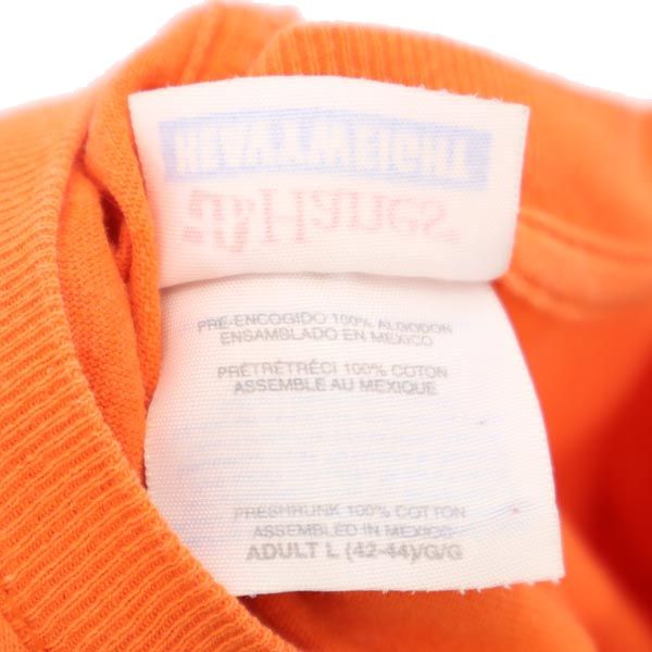 Hanes ヘインズ 長袖 Tシャツ L オレンジ系 ロンT メンズ