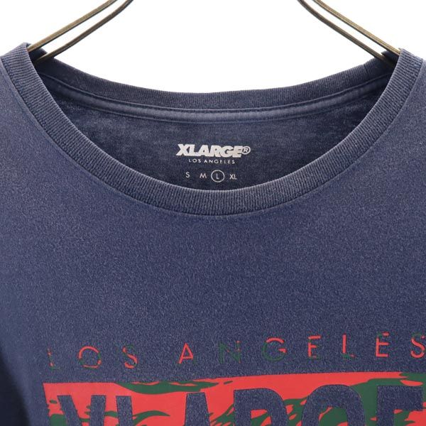 XLARGE エクストララージ ロゴプリント 半袖 Tシャツ L 紺系 メンズ