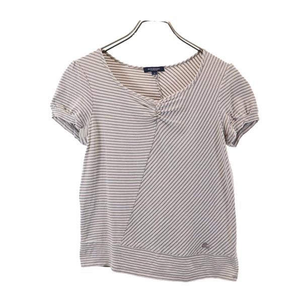 BURBERRY バーバリー 日本製 三陽商会 総柄 半袖 Tシャツ 2 ブラウン系 レディース