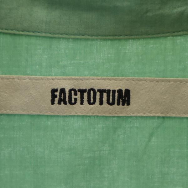 FACTOTUM ファクトタム 日本製 ウールブレンド 長袖 コットンシャツ 44 緑系 メンズ