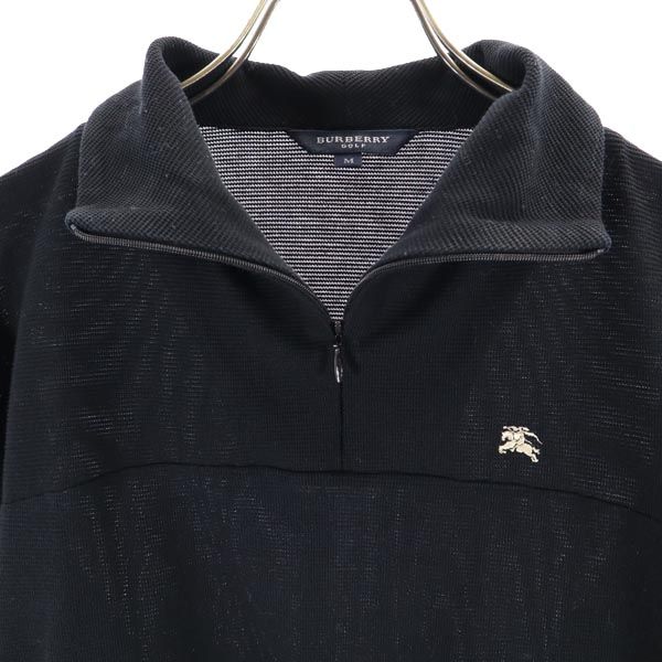BURBERRY GOLF バーバリーゴルフ 日本製 三陽商会 ゴルフ 長袖 ハーフジップ ウェア M ブラック系 レディース