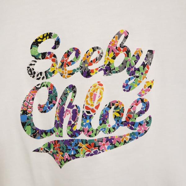 SEE BY CHLOE シーバイクロエ ロゴプリント 半袖 Uネック Tシャツ 2 白 レディース
