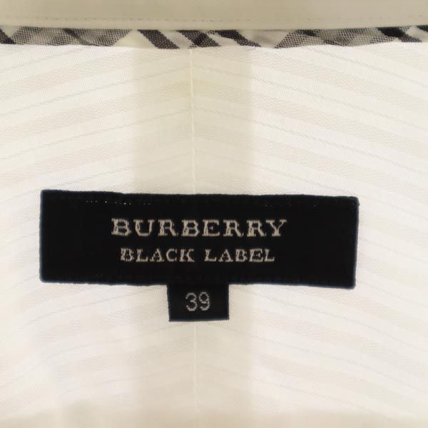 BURBERRY BLACK LABEL バーバリーブラックレーベル 三陽商会 ストライプ地 長袖 ボタンダウンシャツ 39 白 メンズ