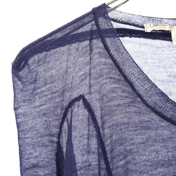 COMME des GARCONS コムデギャルソン 日本製 ウール 長袖 Vネック デザイン セーター SS ネイビー系 カットソー レディース