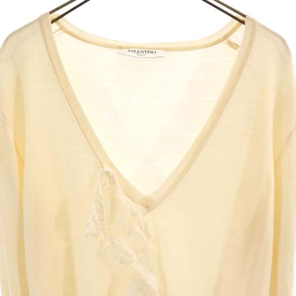 VALENTINO ヴァレンティノ 長袖 Vネック セーター 48 ベージュ ニット レディース