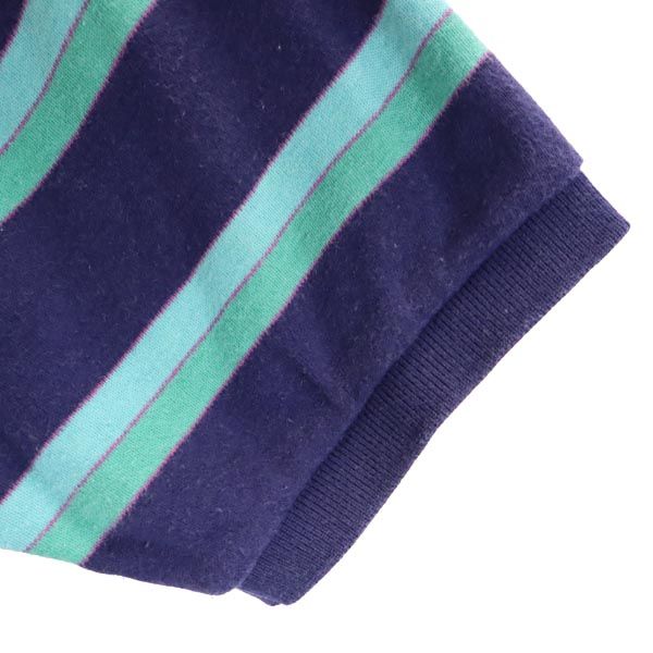 YVES SAINT LAURENT イヴサンローラン ボーダー柄 半袖 ポロシャツ L ネイビー系 メンズ