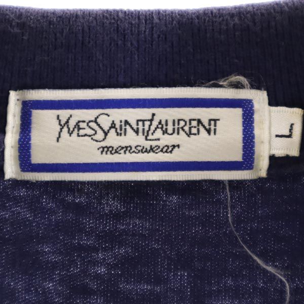 YVES SAINT LAURENT イヴサンローラン ボーダー柄 半袖 ポロシャツ L ネイビー系 メンズ