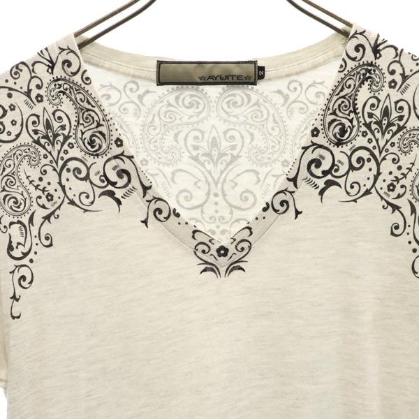 AYUITE アユイテ 日本製 半袖 Vネック Tシャツ 2 グレー系 メンズ