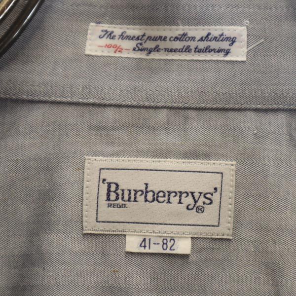 Burberrys バーバリーズ 90s 日本製 ヘリンボーン 長袖 シャツ 41-82 グレー系 ワイシャツ メンズ