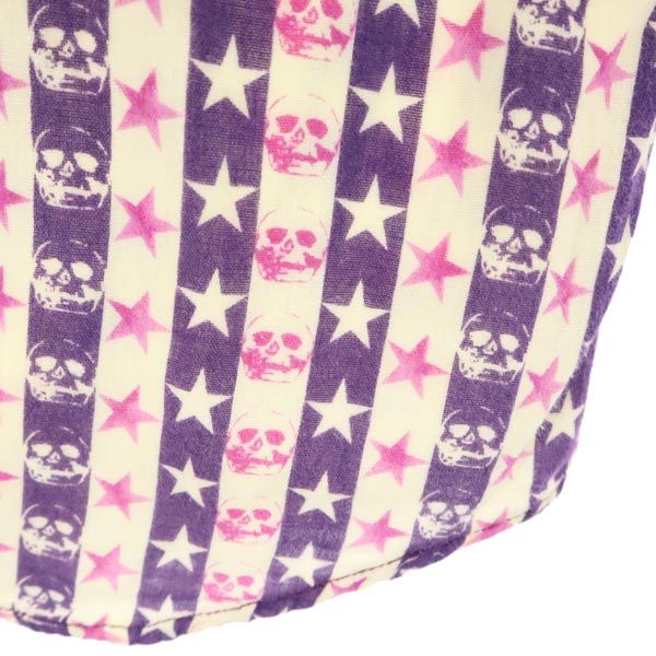 HYSTERIC ヒステリック 総柄 長袖 ボタンダウンシャツ パープル×ピンク ハーフボタン レディース