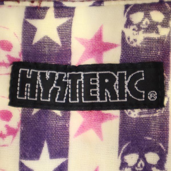 HYSTERIC ヒステリック 総柄 長袖 ボタンダウンシャツ パープル×ピンク ハーフボタン レディース