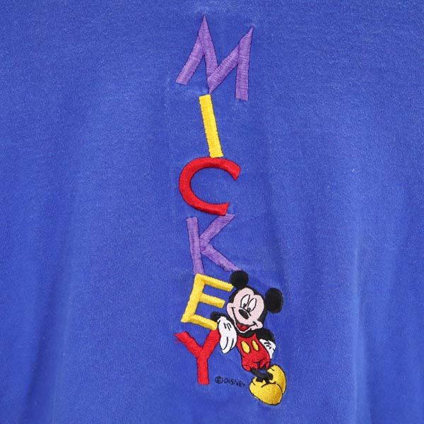 Velva Sheen ベルバシーン 90s USA製 オールド ミッキーマウス 半袖 Tシャツ XL ブルー系 レディース