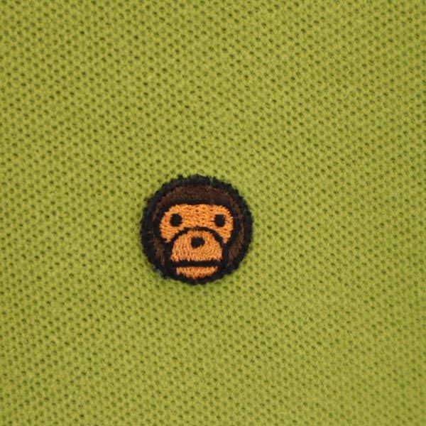 A BATHING APE アベイシングエイプ ベイビーマイロ 日本製 ベイビーマイロ 半袖 ポロシャツ XS 黄緑系 BABY MILO 鹿の子 レディース