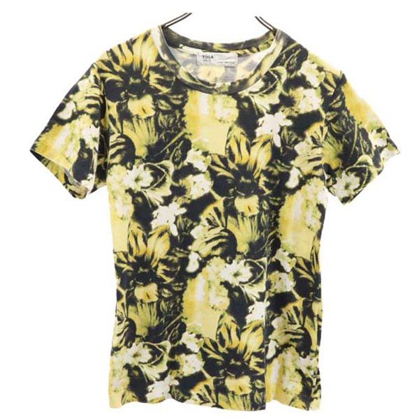 TOGA トーガ 日本製 総柄 半袖 Tシャツ 44 イエロー系 メンズ