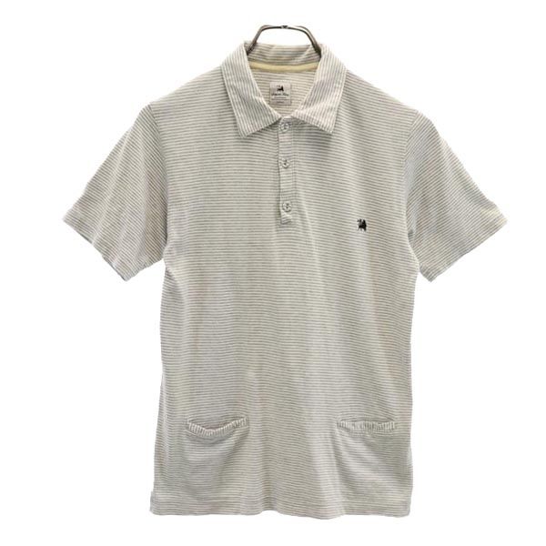 SASQUATCHfabrix. サスクワァッチファブリックス 日本製 ボーダー柄 半袖 ポロシャツ グレー系 レディース