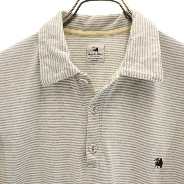 SASQUATCHfabrix. サスクワァッチファブリックス 日本製 ボーダー柄 半袖 ポロシャツ グレー系 レディース