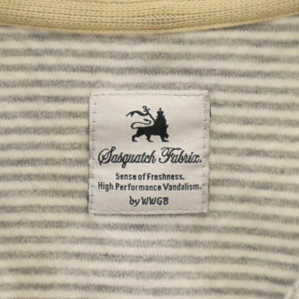 SASQUATCHfabrix. サスクワァッチファブリックス 日本製 ボーダー柄 半袖 ポロシャツ グレー系 レディース