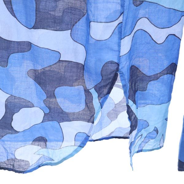 820 CALIBAN イタリア製 総柄 長袖 シャツ 42 青系 レディース