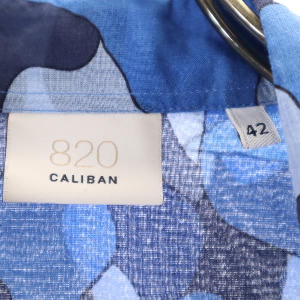 820 CALIBAN イタリア製 総柄 長袖 シャツ 42 青系 レディース