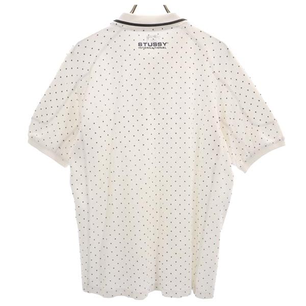 STUSSY ステューシー 星柄 半袖 ポロシャツ S ホワイト系 鹿の子 メンズ