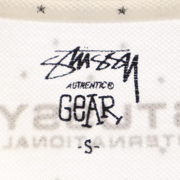 STUSSY ステューシー 星柄 半袖 ポロシャツ S ホワイト系 鹿の子 メンズ