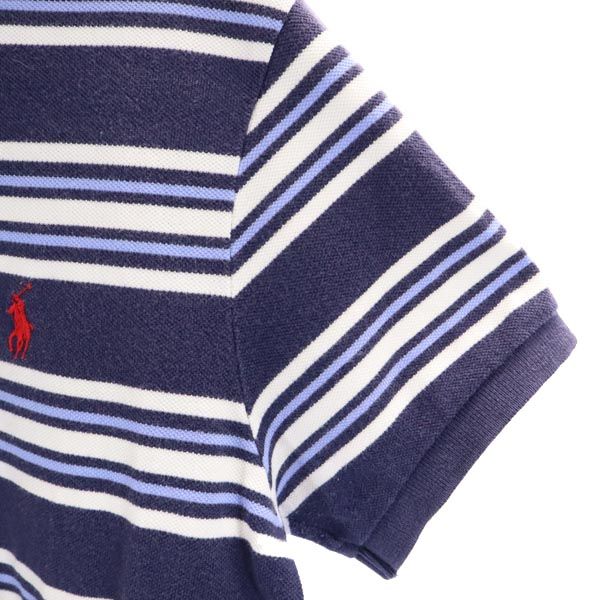 Polo by Ralph Lauren ポロバイラルフローレン ボーダー柄 半袖 ポロシャツ S ネイビー系 鹿の子 メンズ