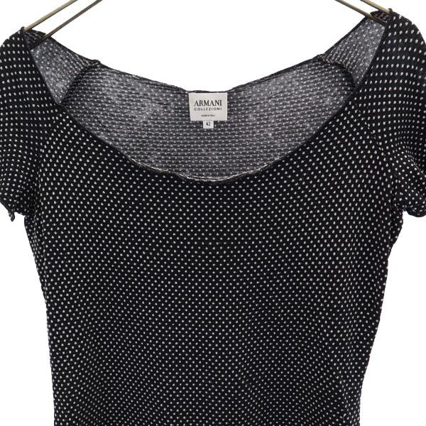 ARMANI COLLEZIONI アルマーニコレッツォーニ ドット 半袖 Tシャツ 42 ブラック系 カットソー レディース