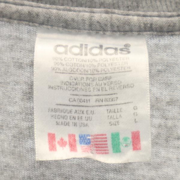 adidas アディダス 90s USA製 オールド ロゴプリント 半袖 Tシャツ L グレー系 メンズ