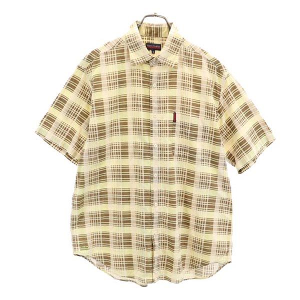 PEARLY GATES パーリーゲイツ チェック柄 ゴルフ 半袖 シャツ 3 茶系 メンズ