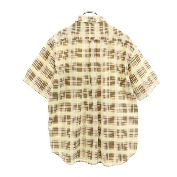 PEARLY GATES パーリーゲイツ チェック柄 ゴルフ 半袖 シャツ 3 茶系 メンズ