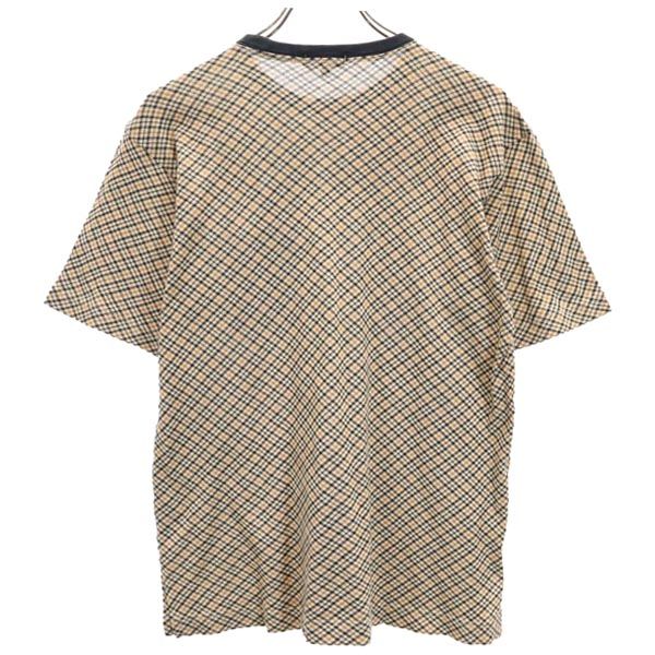 ダックス 日本製 チェック 半袖 Tシャツ M ブラウン系 DAKS メンズ