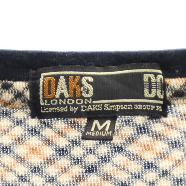 ダックス 日本製 チェック 半袖 Tシャツ M ブラウン系 DAKS メンズ