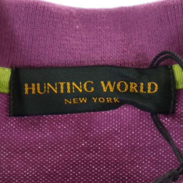 HUNTING WORLD ハンティングワールド ロゴ刺繍 半袖 ポロシャツ S パープル レディース