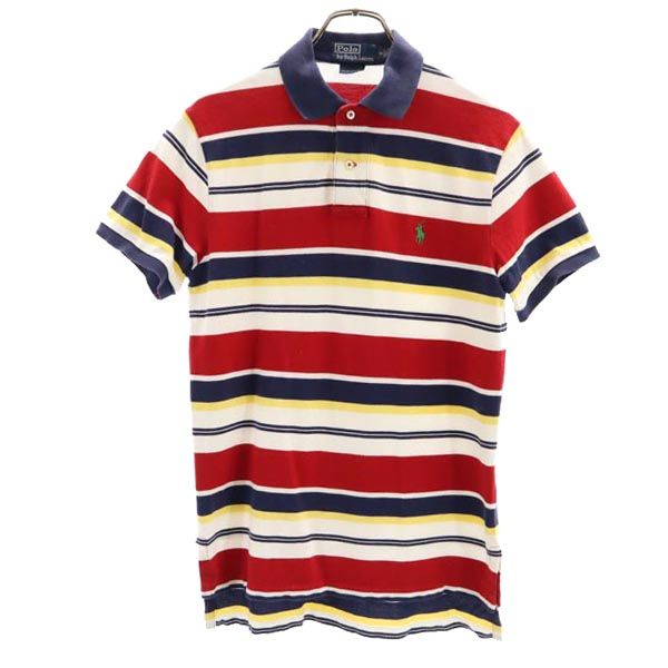 Polo by Ralph Lauren ポロバイラルフローレン ボーダー 半袖 ポロシャツ S レッド系 鹿の子 メンズ