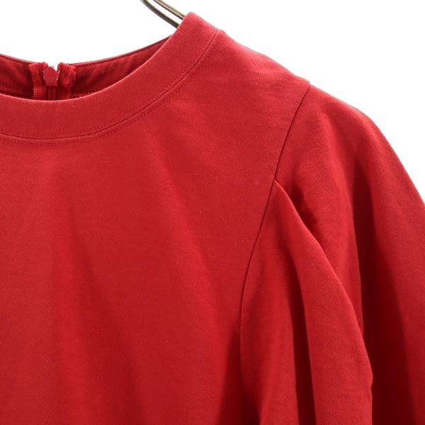 PUBLIC TOKYO パブリックトウキョウ 日本製 半袖 パフスリーブ カットソー FREE レッド系 バックジップ レディース