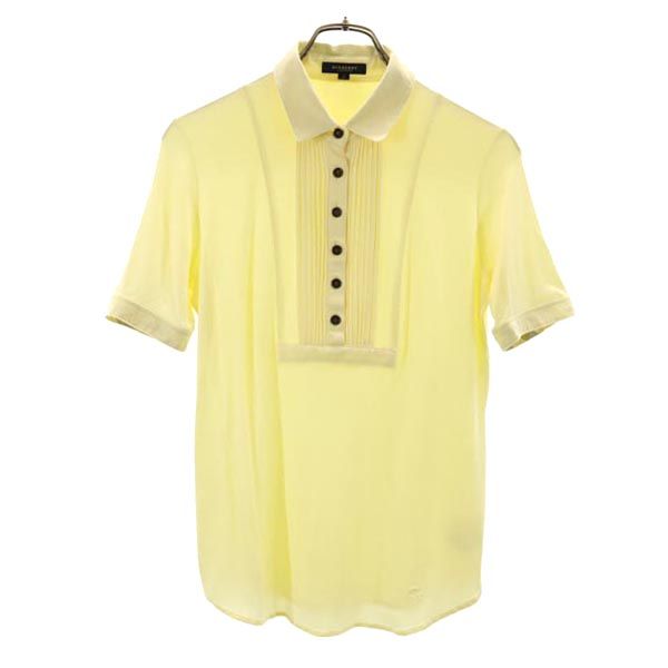 BURBERRY バーバリー 日本製 三陽商会 ロゴ刺繍 半袖 ポロシャツ 2 イエロー レディース