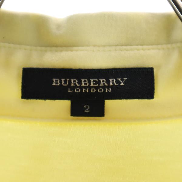 BURBERRY バーバリー 日本製 三陽商会 ロゴ刺繍 半袖 ポロシャツ 2 イエロー レディース