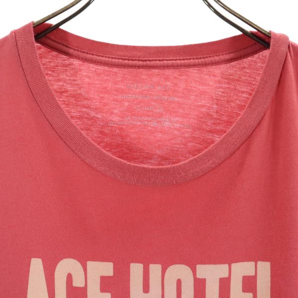 アトリエエース USA製 ロゴ プリント 半袖 Tシャツ L 赤系 ATELIER ACE メンズ