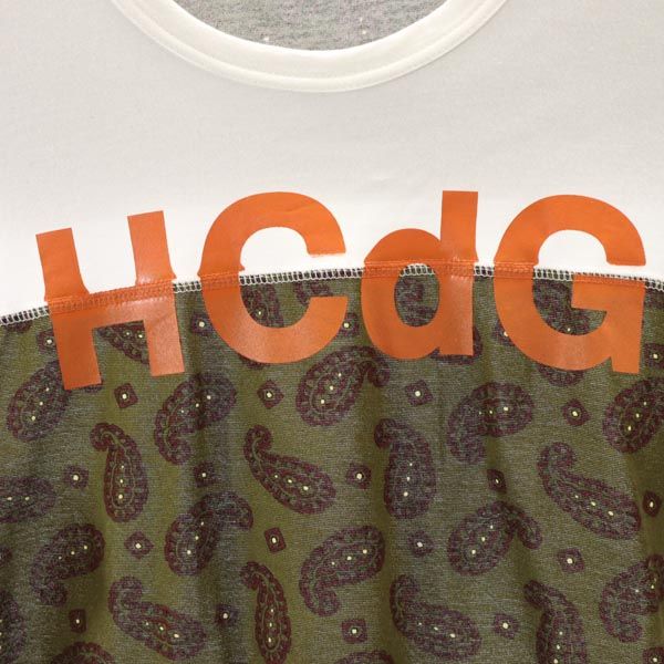 COMME des GARCONS HOMME コムデギャルソンオム 2016年 日本製 ペイズリー柄 半袖 Tシャツ M 白×カーキ メンズ