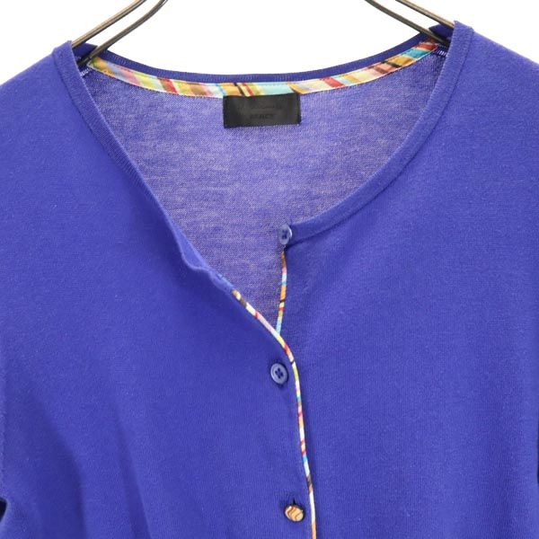 Paul Smith BLACK ポールスミスブラック 半袖 ニット カーディガン M ブルー系 レディース
