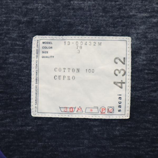 Sacai サカイ 日本製 半袖 Tシャツ 3 ネイビー系 胸ポケット レディース